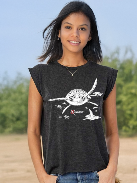 T-shirt Fluide à manches roulottées Les Tortues