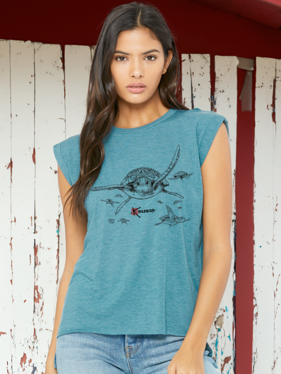 T-shirt Fluide à manches roulottées Les Tortues