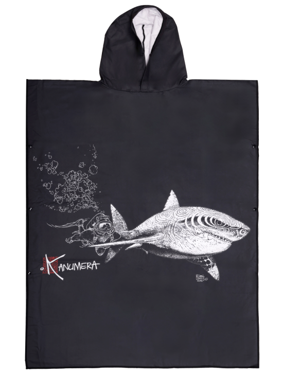 White Shark and Diver Microfibre Poncho (Big Size)