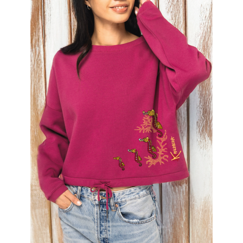 Sweat-shirt Oversize Crop Les Hippocampes