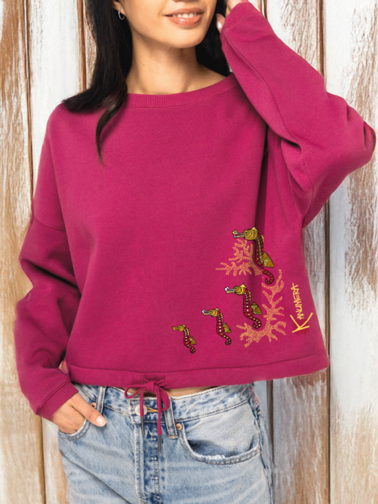 Sweat-shirt Oversize Crop Les Hippocampes