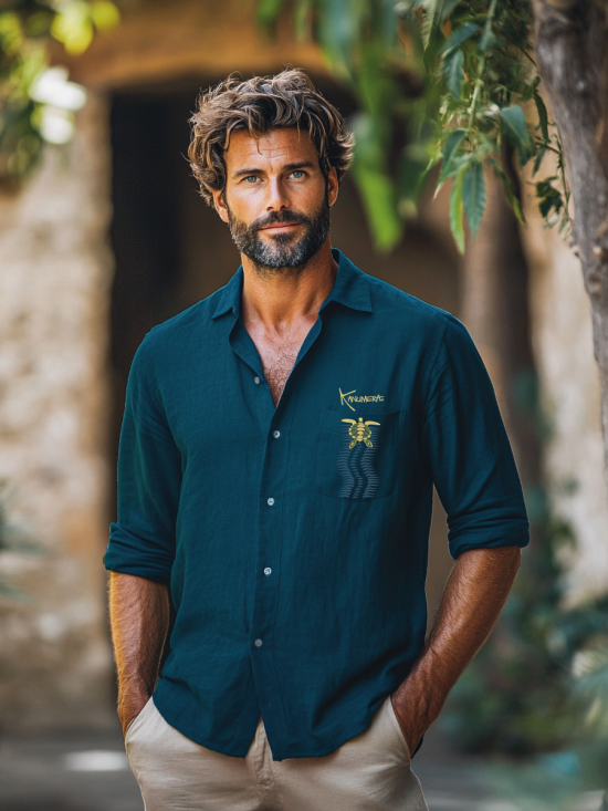 Chemise en lin manches longues La Tortue