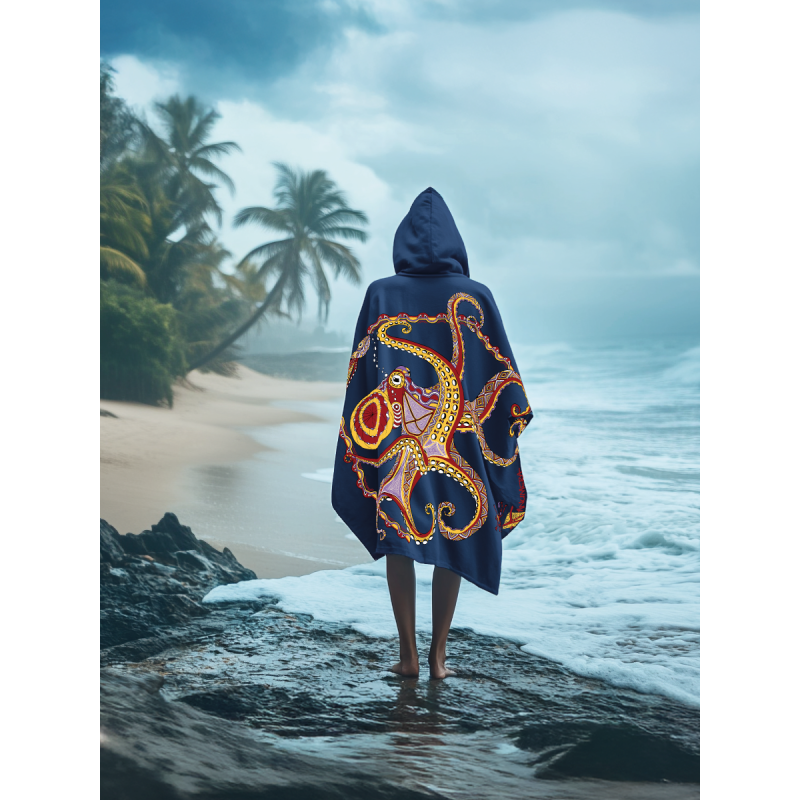 Poncho Microfibre Moyen Modèle La Pieuvre