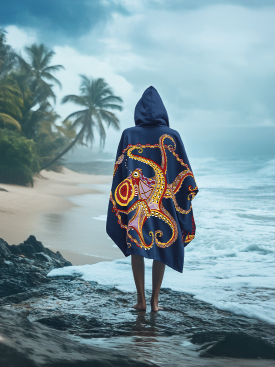 Poncho Microfibre Moyen Modèle La Pieuvre