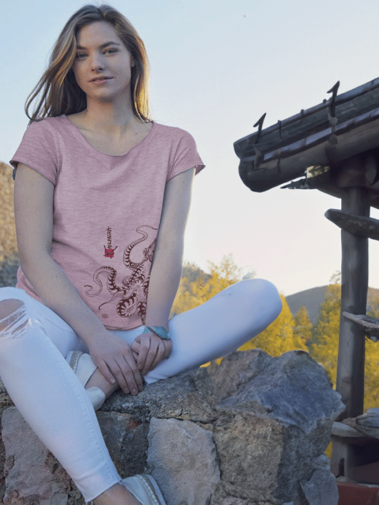 T-shirt délavé Femme La Pieuvre Tatoo