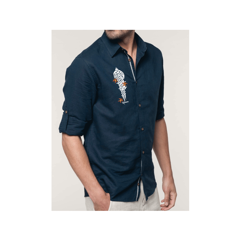 Chemise en lin et coton Manches Longues Les tortues