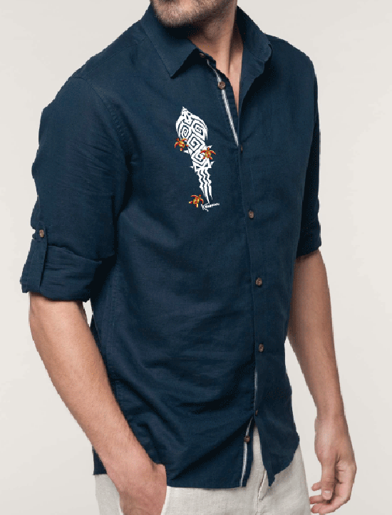Chemise en lin et coton Manches Longues Les tortues