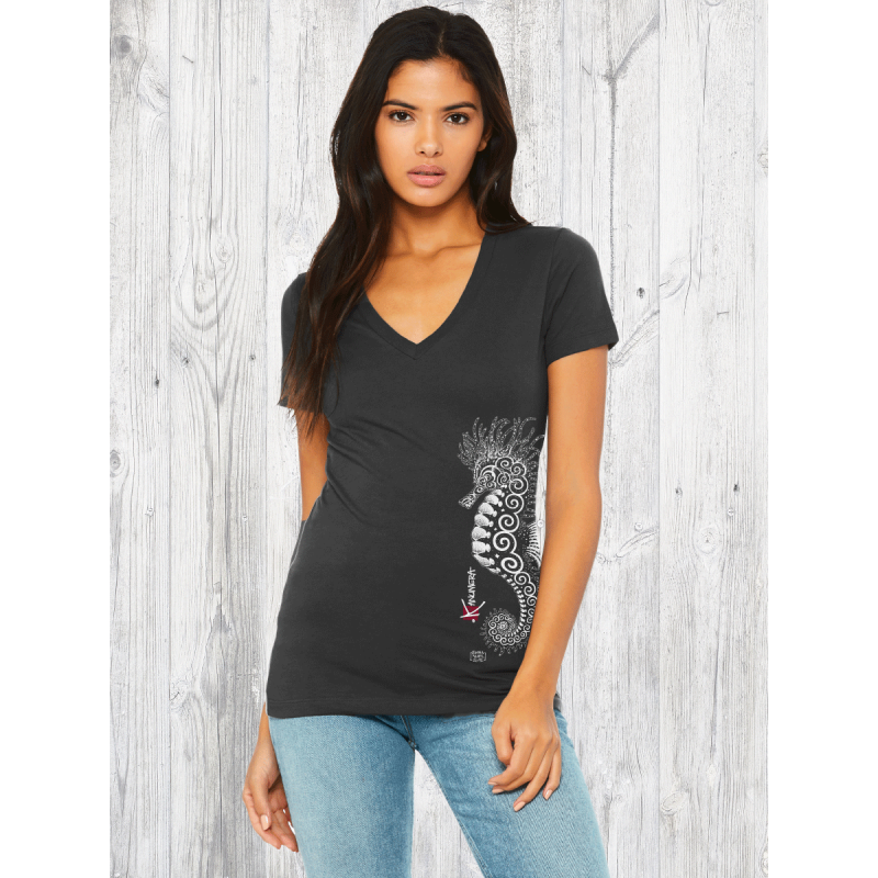 T-shirt bio Col V Femme L'Hippocampe