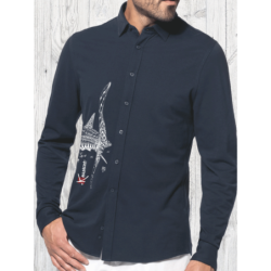 Whale Shark Long-sleevedpiqué knit shirt
