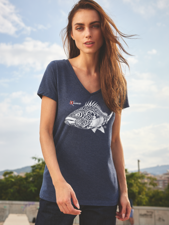 T-shirt Col V Femme Le Mérou tatoo