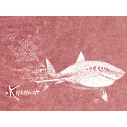 T-shirt délavé Femme Le Requin Blanc et la Plongeuse