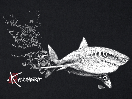 T-shirt Bio Le Requin Blanc et le Plongeur