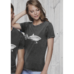 T-shirt délavé Femme Le Requin Blanc et la Plongeuse