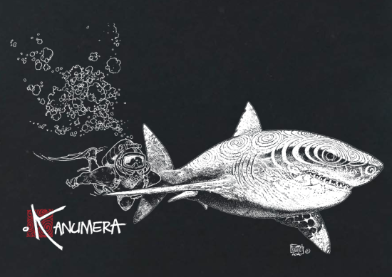 T-shirt Bio Femme Le Requin Blanc et la Plongeuse
