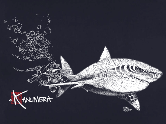 T-shirt Bio Le Requin Blanc et le Plongeur