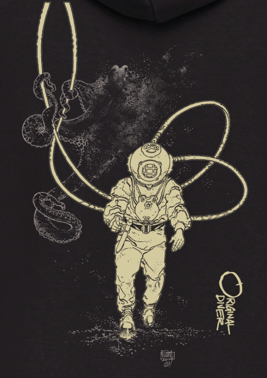 Sweat Capuche Lourd La Pieuvre et le Scaphandrier