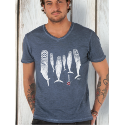 T-shirt délavé col V Le sommeil des Cachalots