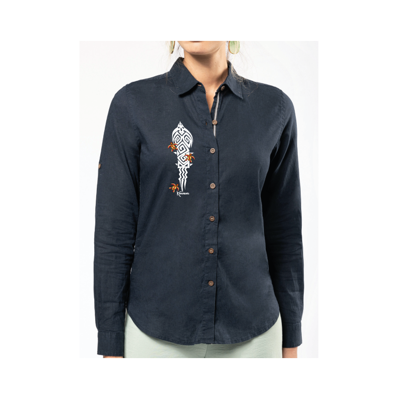 Chemise en lin et coton Femme Manches Longues Les tortues