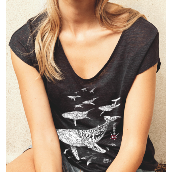 T-shirt en Lin Femme Le Champ de Baleines