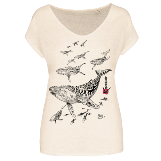 Whales Ladies Linen T-shirt