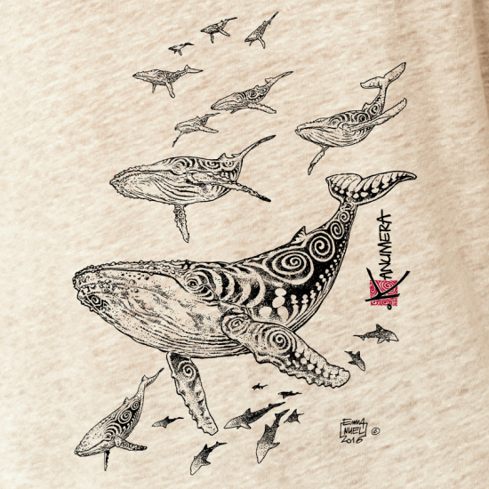 Whales Ladies Linen T-shirt