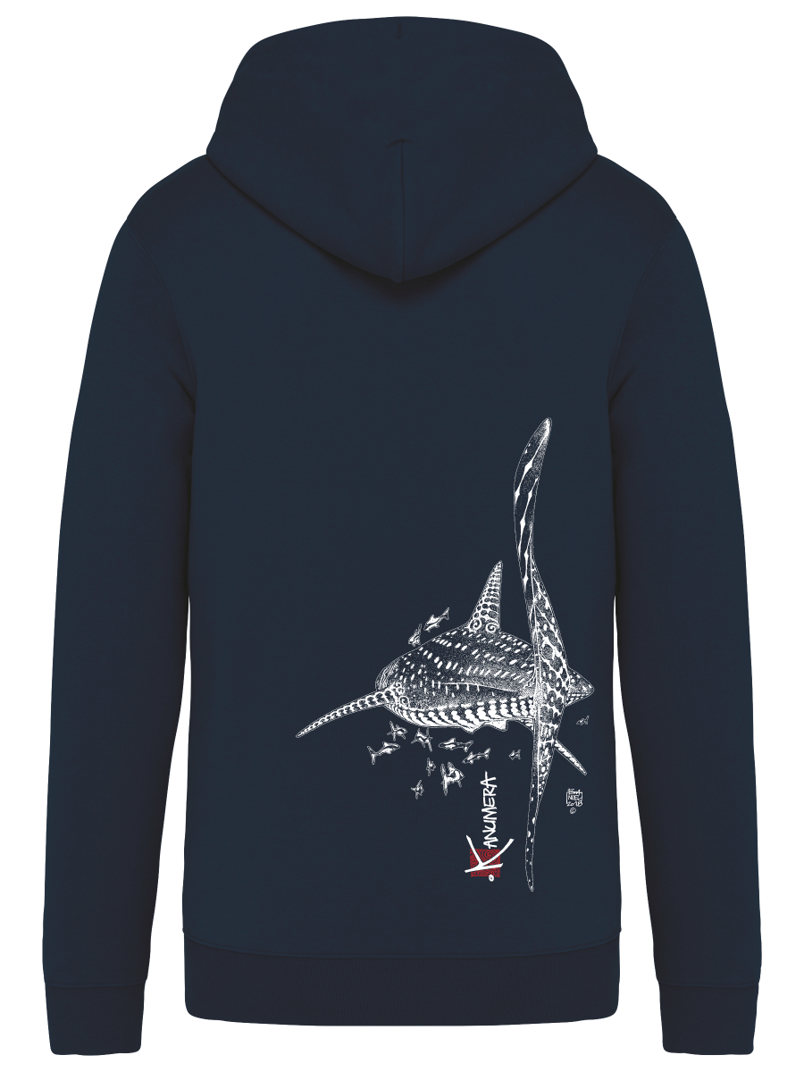 Sweat Bio Zippé Capuche le Requin Baleine