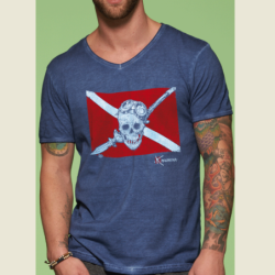 T-shirt délavé Drapeau Pirate Plongée