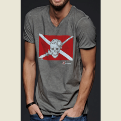T-shirt délavé Drapeau Pirate Plongée
