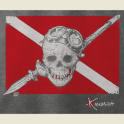 T-shirt délavé Drapeau Pirate Plongée